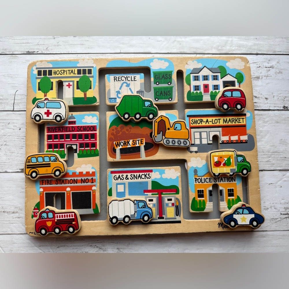 Melissa & Doug Deluxe Wooden Vehicles Maze Puzzle